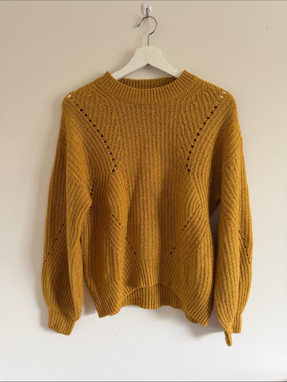 BP Mustard Textured Crewneck Sweater